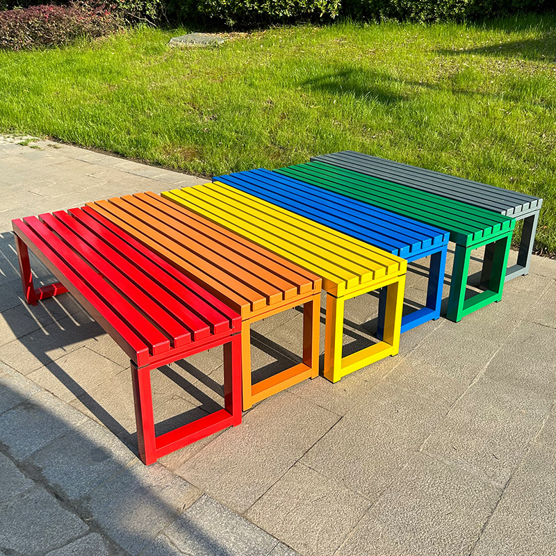 Outdoor Furniture Green - Internet celebrity White bench with backrest