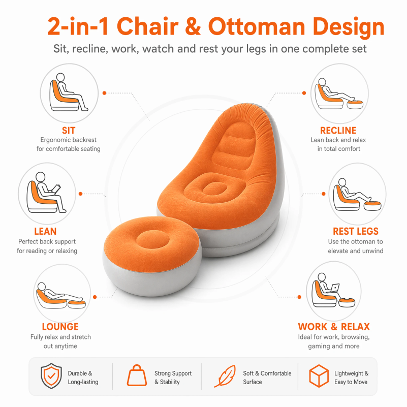 Flocking Inflatable Lazy Sofa  - Outdoor Furniture Small 评论和价格