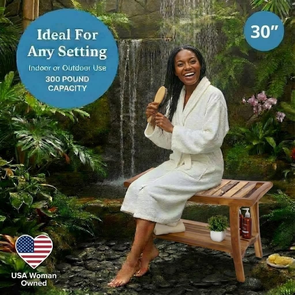 Teak Shower Bench Spa Bath Sho - Outdoor Furniture Teak Wood 评论和价格