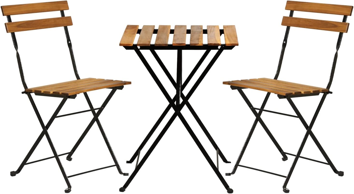 Natural wood 3-piece folding p - Outdoor Furniture Small 评论和价格