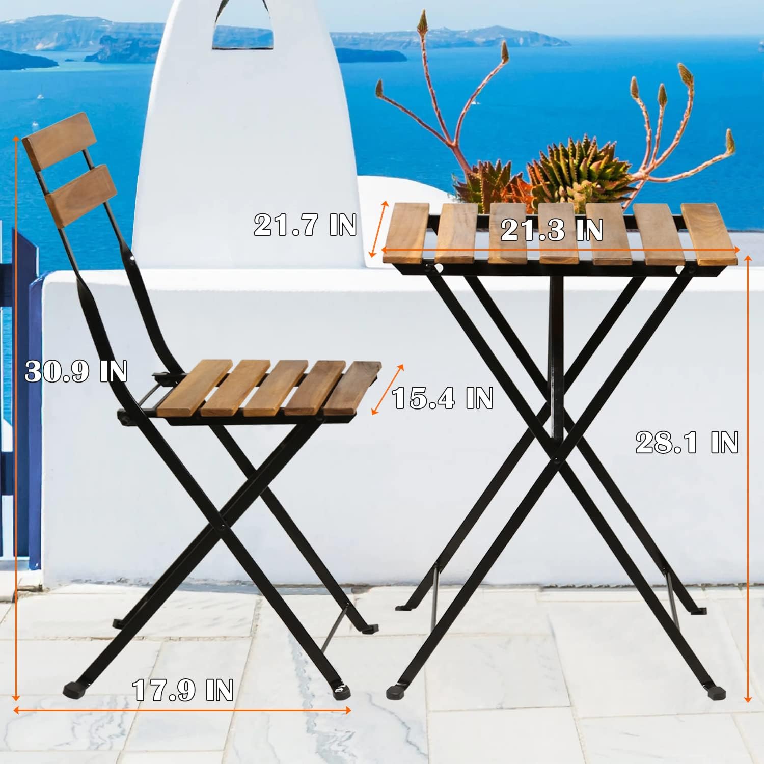 Natural wood 3-piece folding p - Outdoor Furniture Small 评论和价格