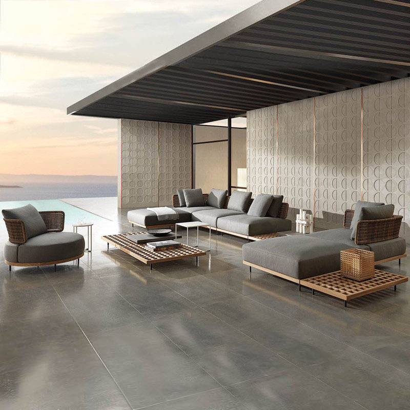 qw-Outdoor Sofa Patio Villa Te - Outdoor Furniture Teak Wood 评论和价格