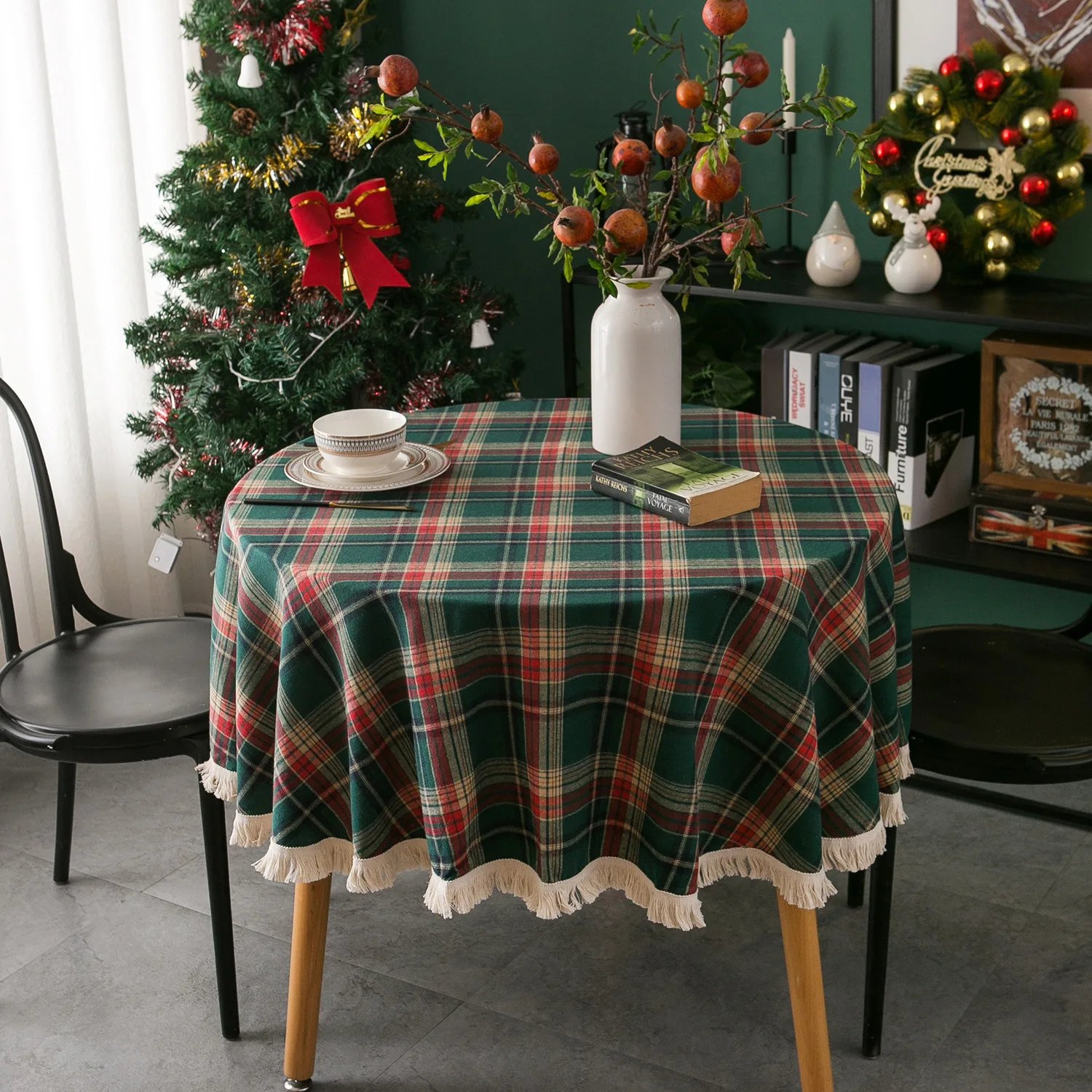 Plaid Tassels Christmas Decora - Outdoor Furniture Green 评论和价格