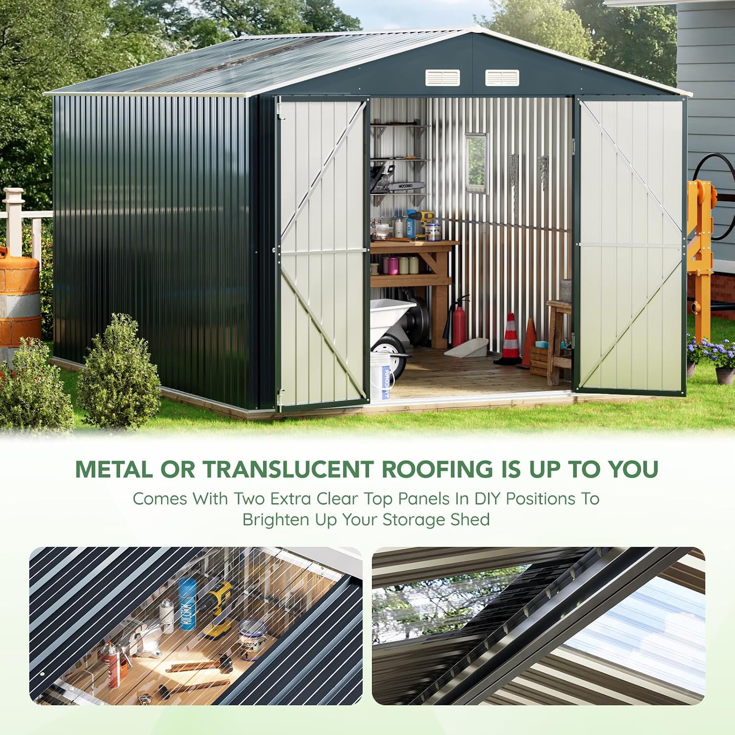 10x12X7.5FT Outdoor Steel Stor - Outdoor Furniture For Patio 评论和价格