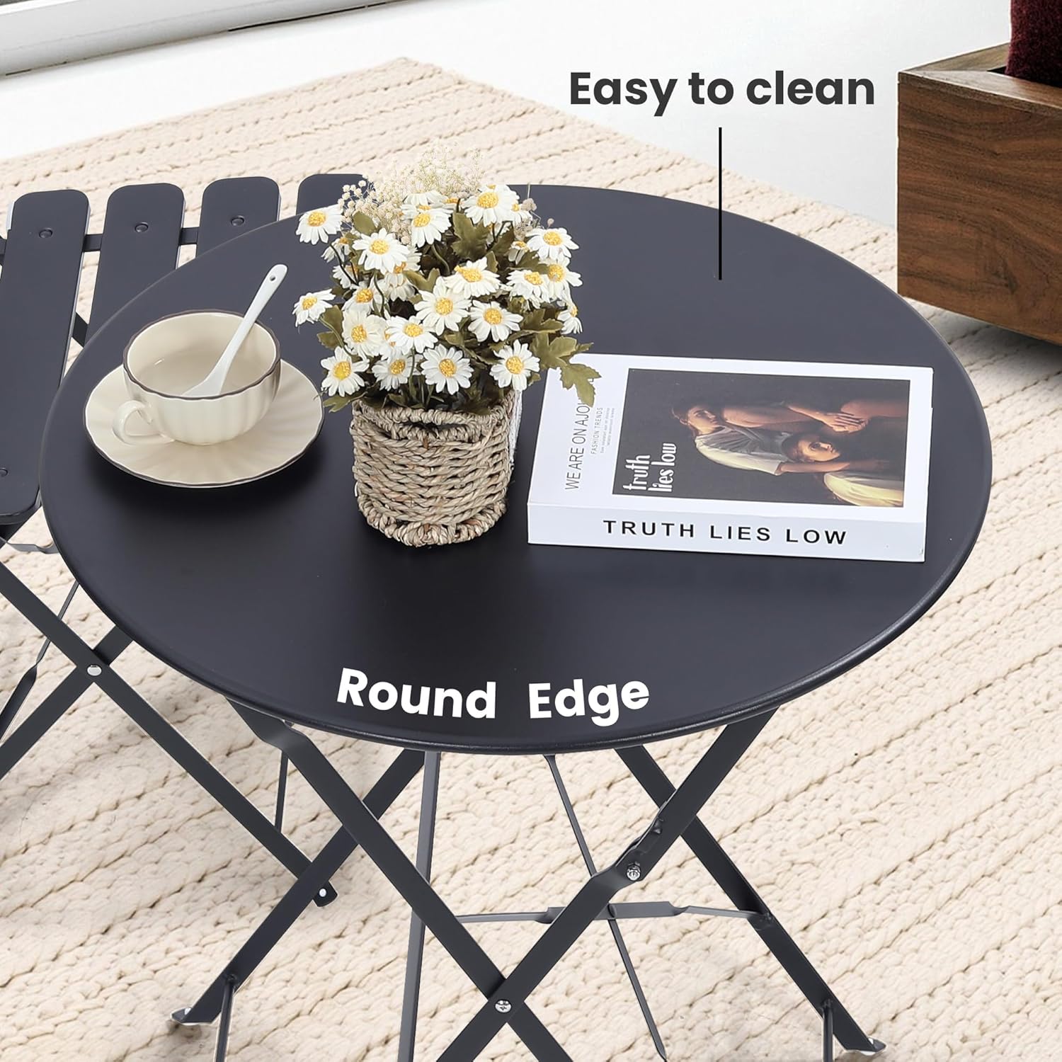 Space-saving black 3-piece fol - Outdoor Furniture Small 评论和价格