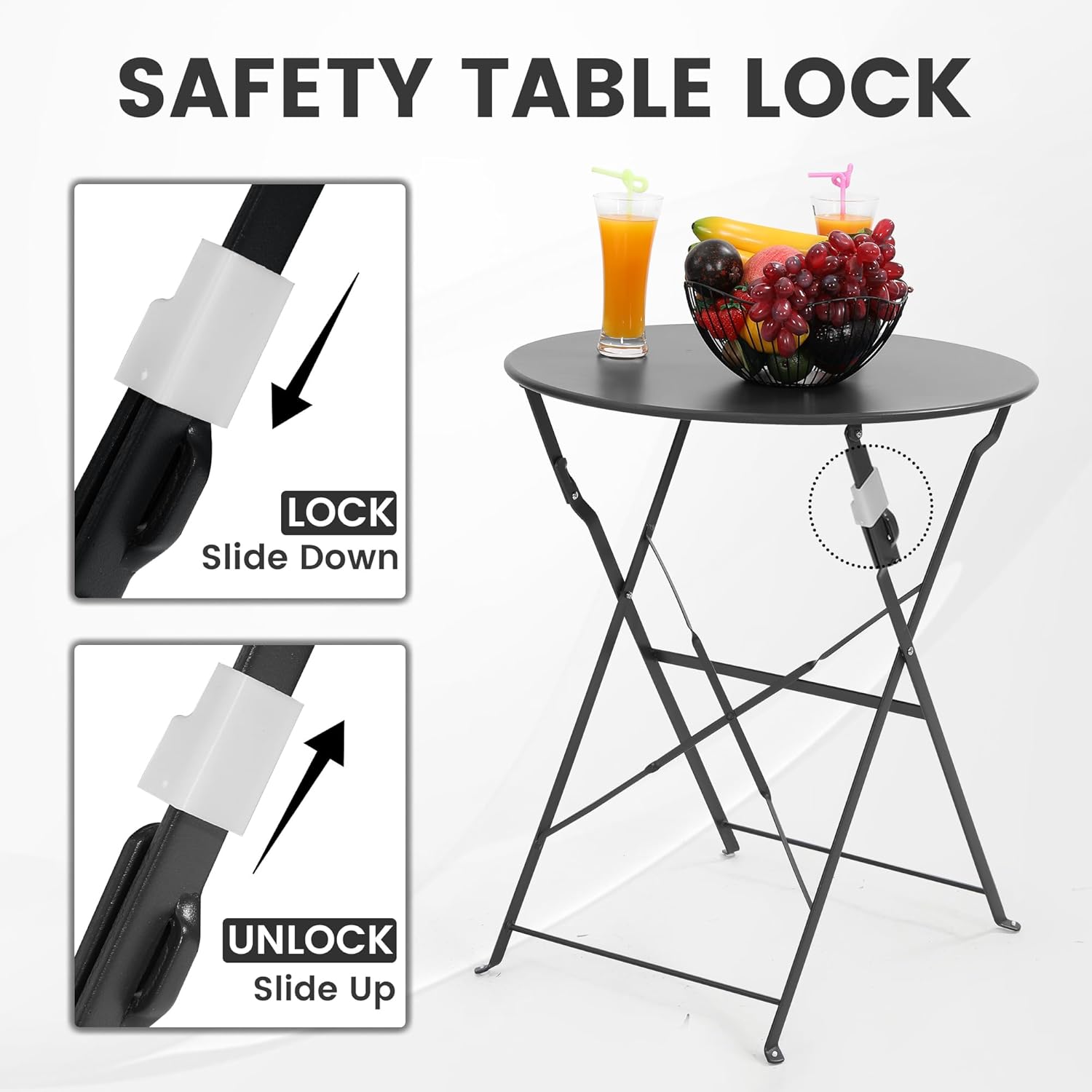 Space-saving black 3-piece fol - Outdoor Furniture Small 评论和价格