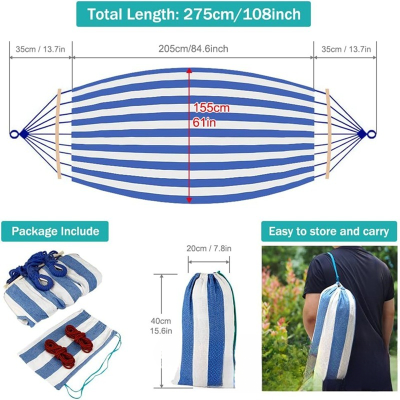 Canvas Hammock Anti-Roll Doubl - Outdoor Furniture Teak Wood 评论和价格